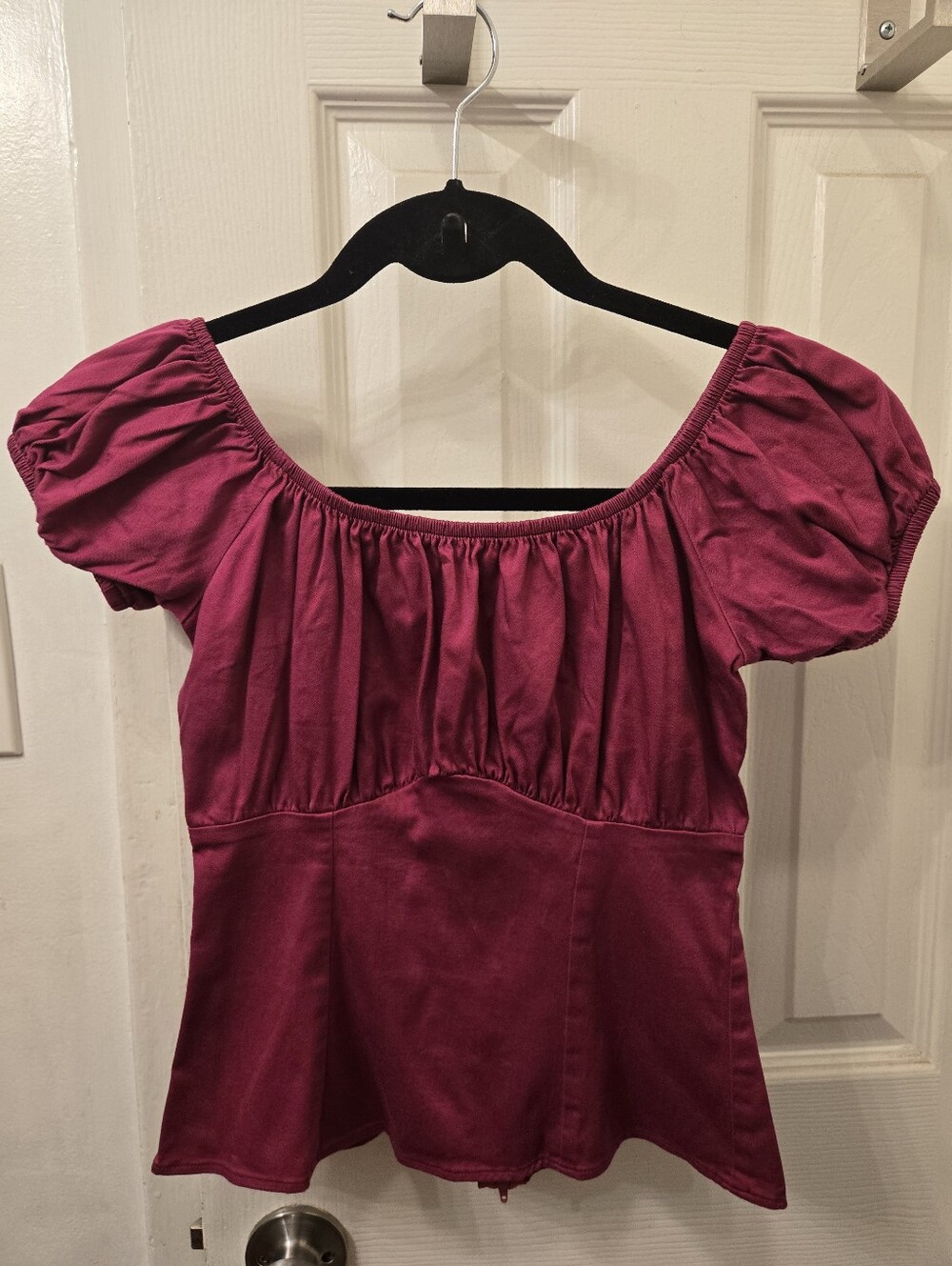 Pinup Girl Clothing Couture Peasant Top Magenta Fuchsia XS EUC